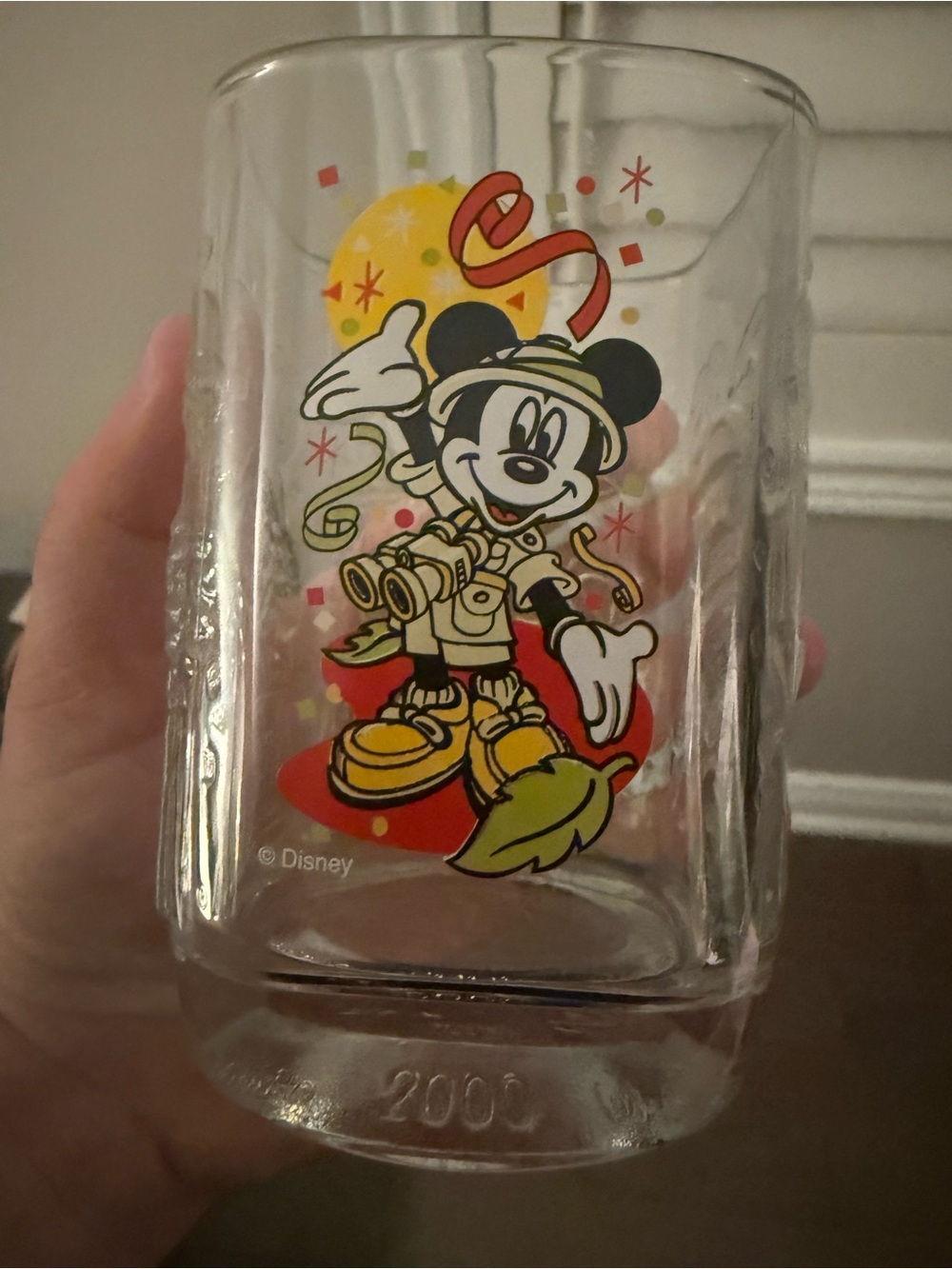 Disney vintage 2000 Mickey Mouse square glass
